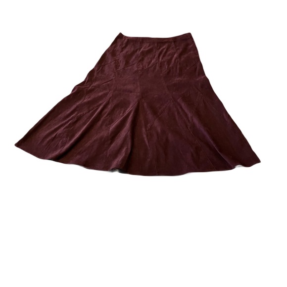 Christopher & Banks Suede Look Skirt, Brown, Sz. 10, Patchwork Look, Full Skirt - Picture 2 of 9